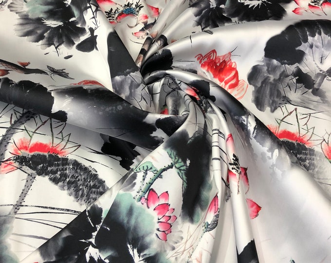 Poly Mikado/Zibelline digitally printed Fabric. 60" Wide Mikado Fabric is a unique blend makes this fabric soft & Gives Structure to  Dress.