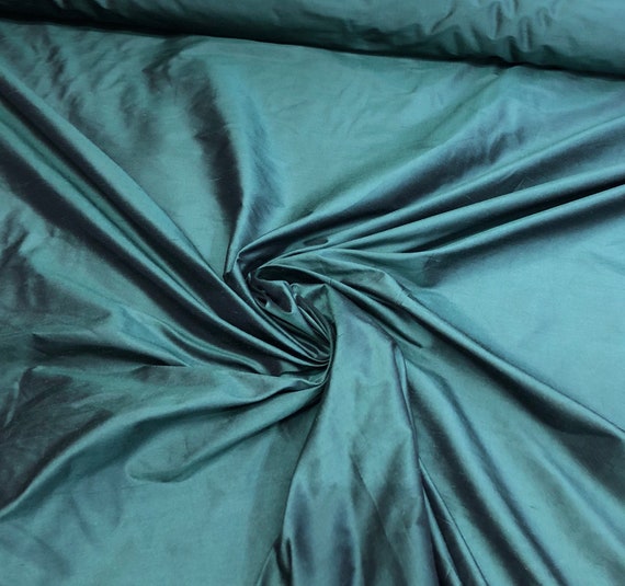 Vintage French Blue Stripe Silk Shantung Fabric 