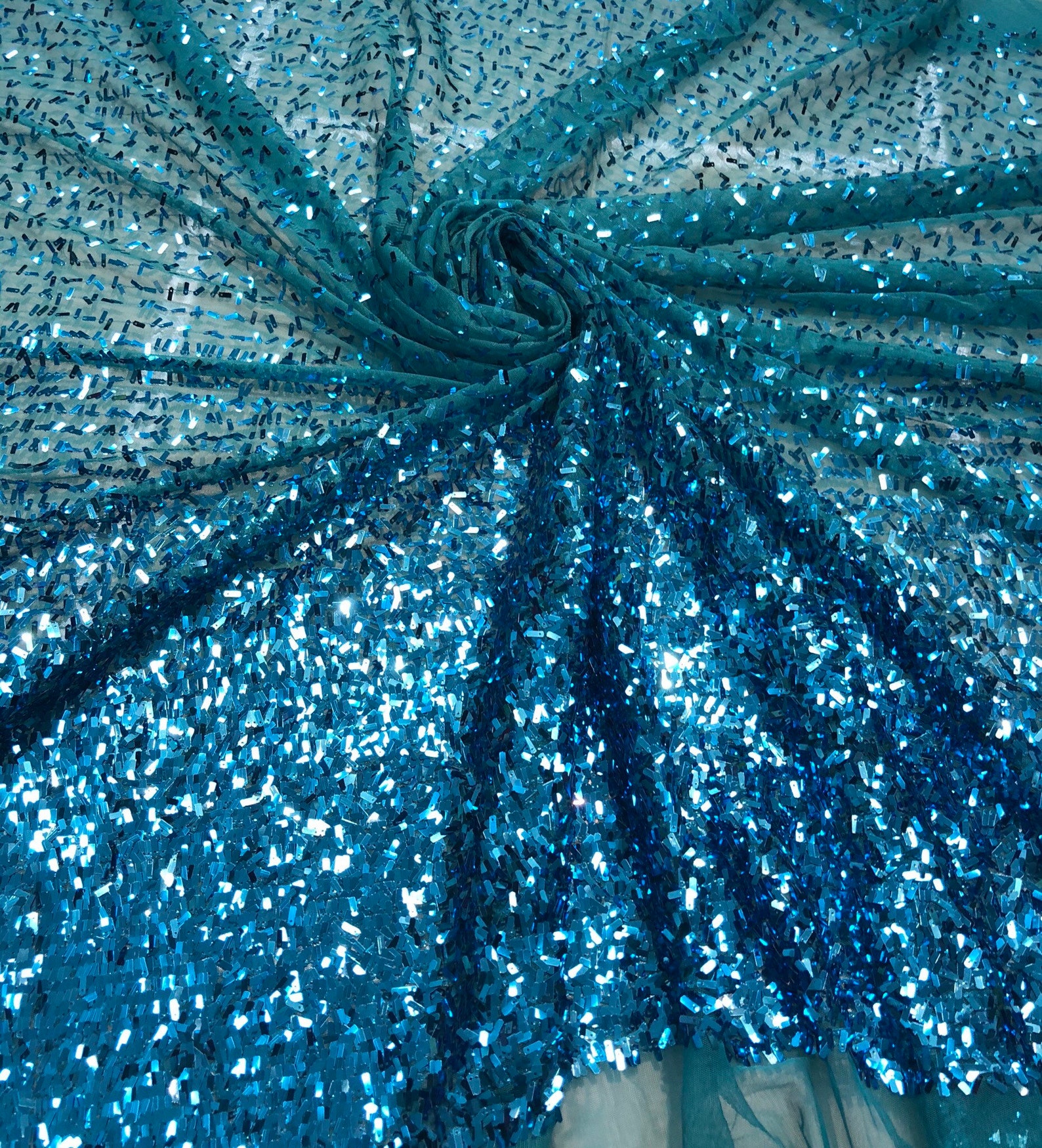 Sequin on Tule 58 Wide Beautiful Turquise Color Border - Etsy