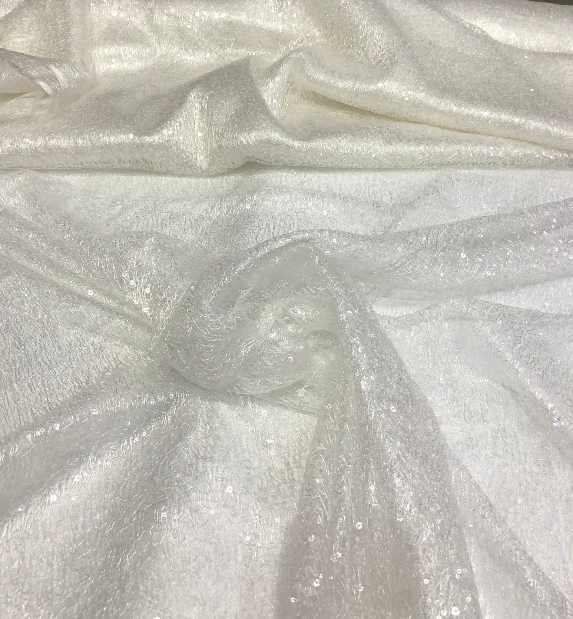 saltet længde ekstremister Ivory Sequins on Swirl Mesh Fabric 52 Wide Fabric Sold - Etsy