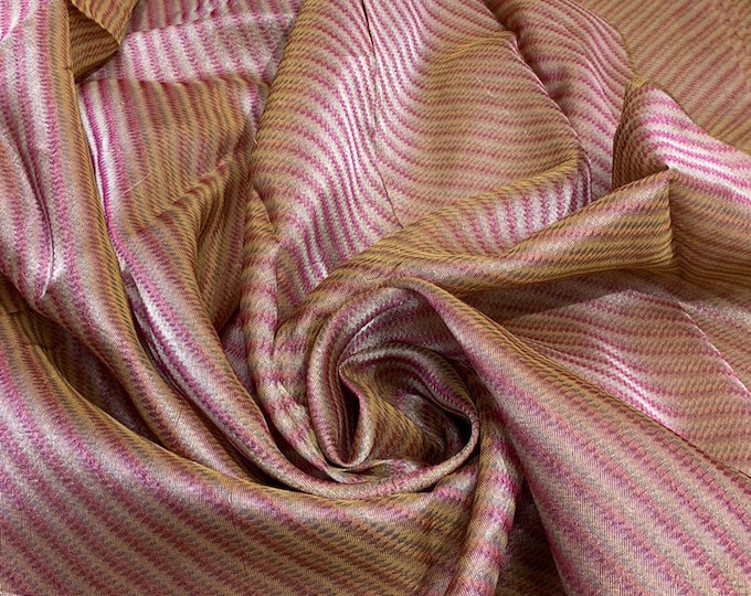 Matalic tissue striped organza 45" wide  beautiful copper pinkish color sold by the yard   Best use for apparel & home decor