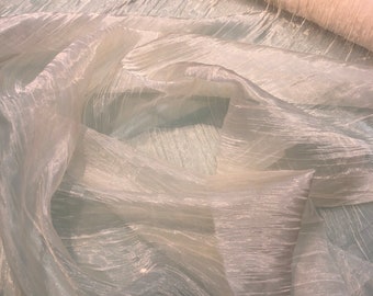 Crinkle organza 45" wide  Beautiful Cream color       Fabric sold by yard