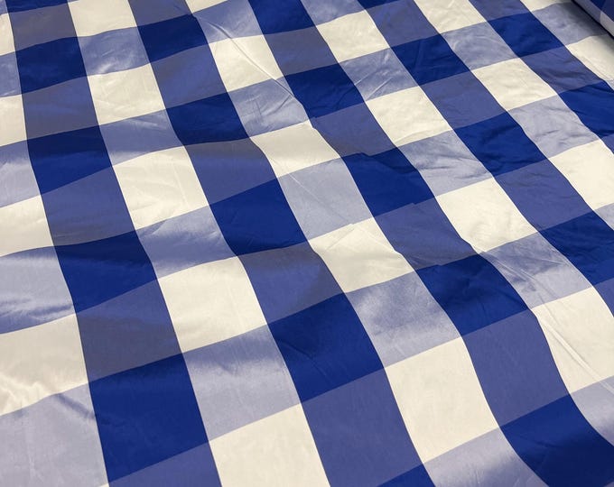 Beautiful Royal Blue and white taffeta plaids 54” wide.  Best used for home decor and appreal.  Sold by the yard