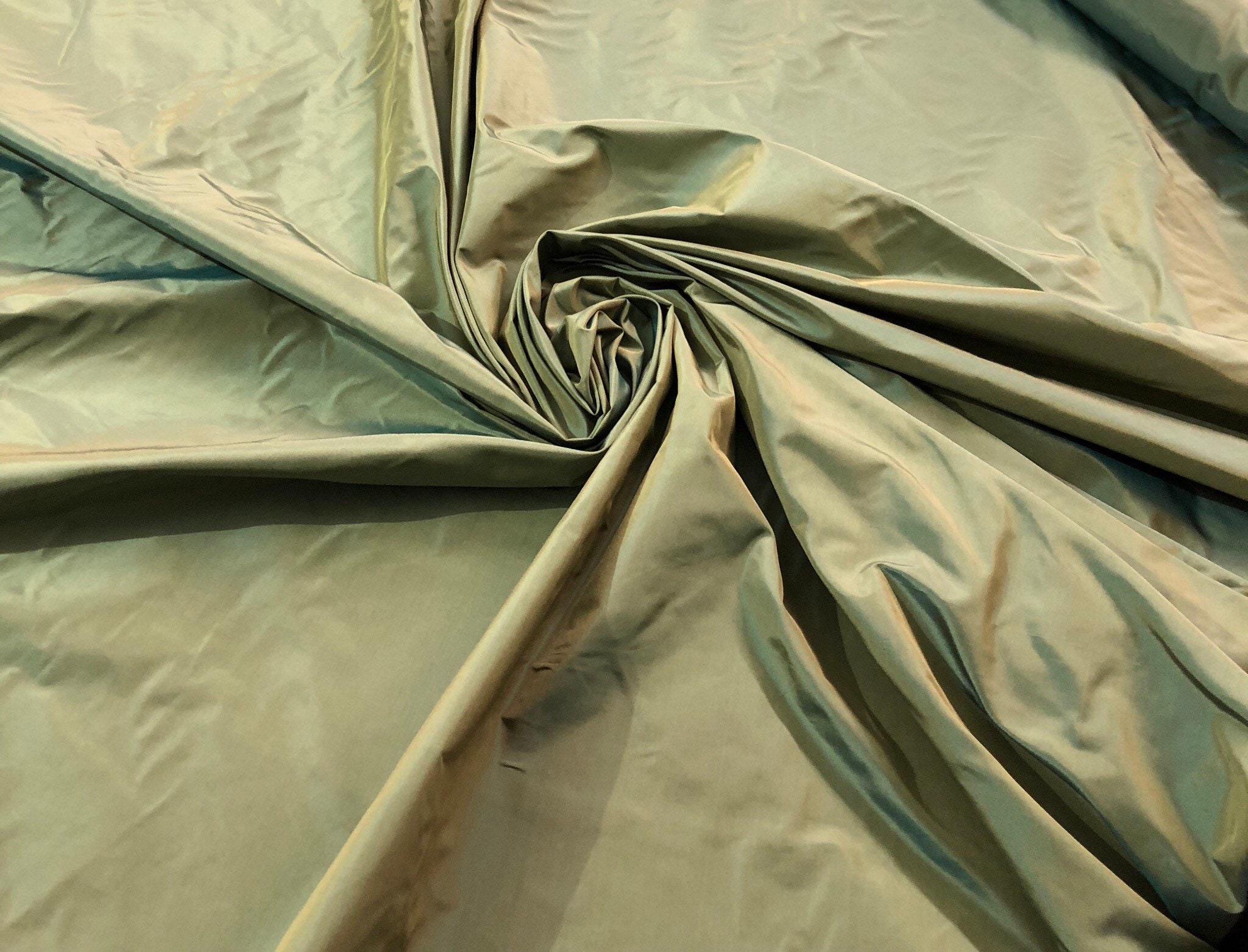Silk taffeta 54 wide Beautiful iridescent green gold silk taffeta