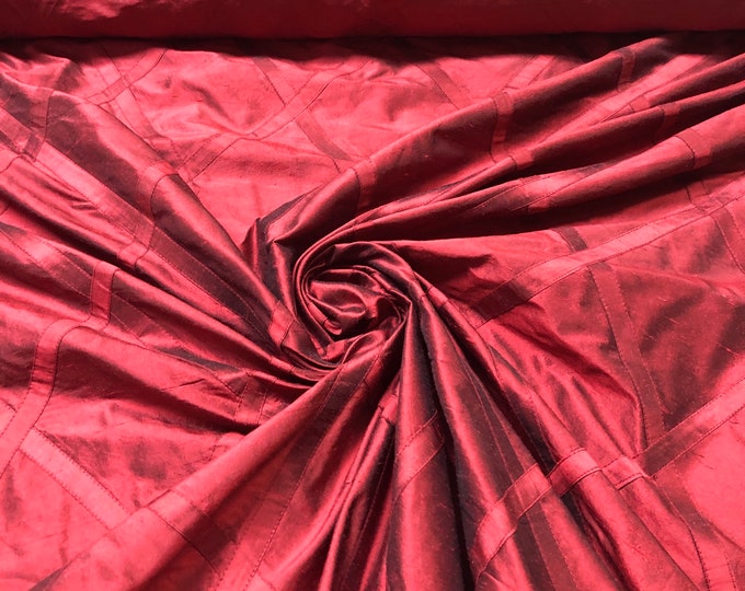 Beautiful silk shantung cross stitching, diamond pattern silk 52” wide. Best used for home decor & appreal.  Sold by the yard