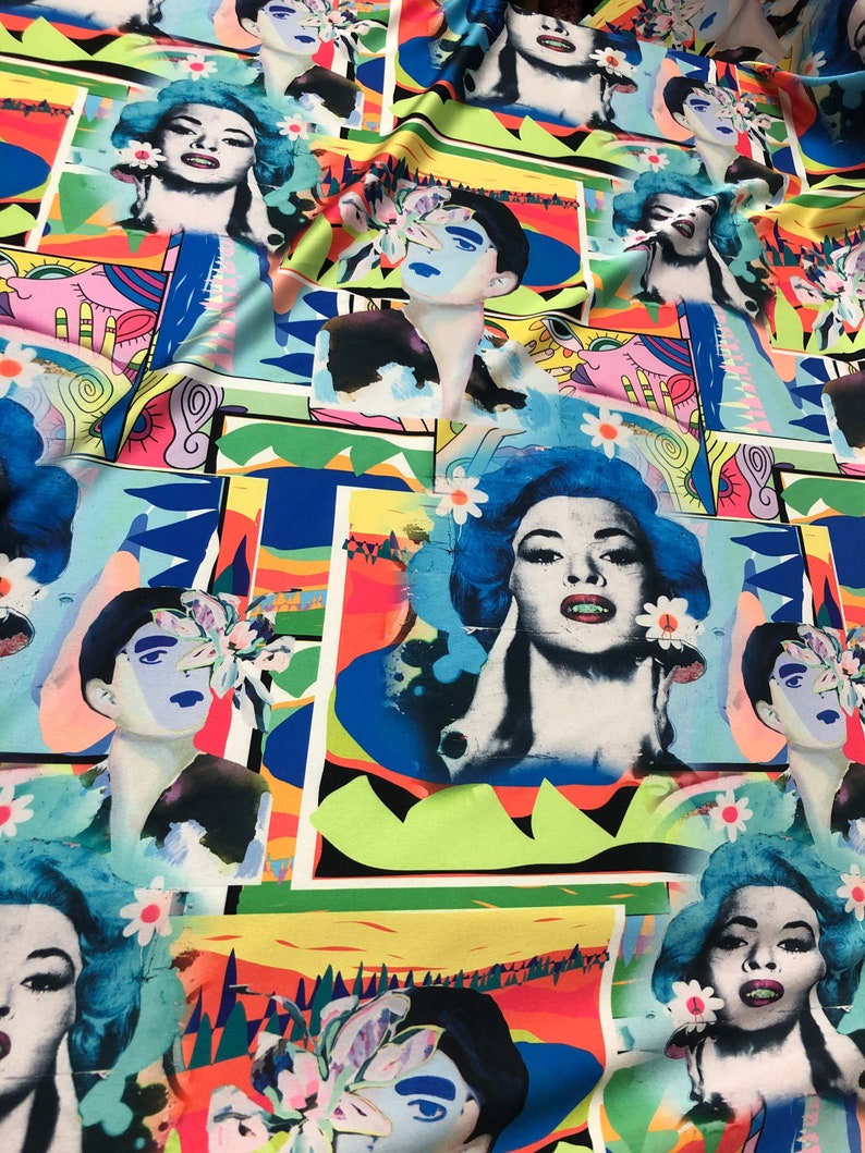 Beautiful Multi Color Face Design Abstract Design Digital Print on ...