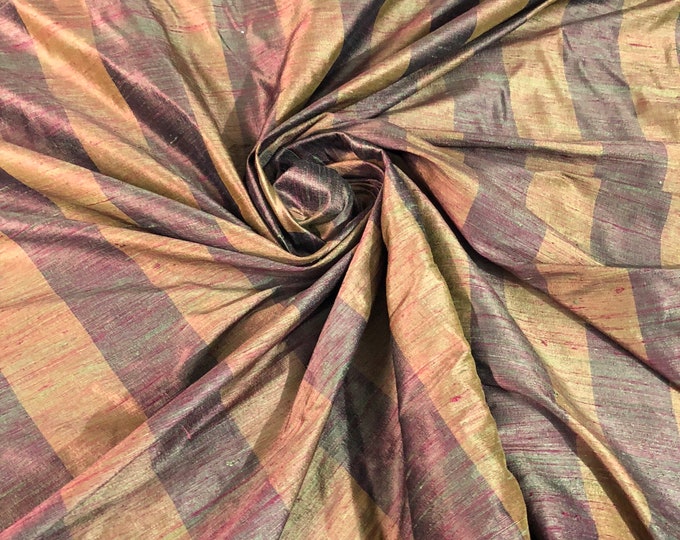 Raw silk shantung stripe 54" wide   Beautiful brwon purple color     Fabric sold by the yard