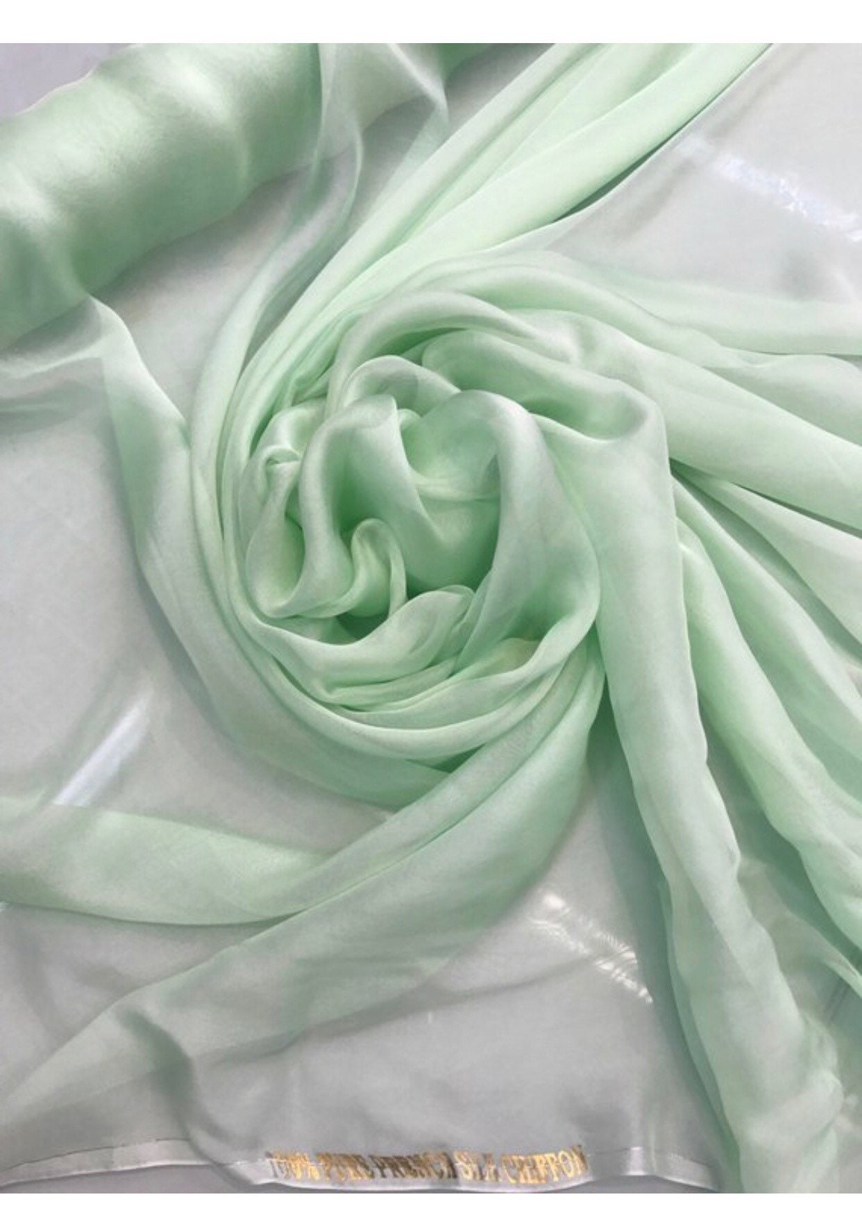 French silk chiffon 54 wide Beautiful mint green color silk