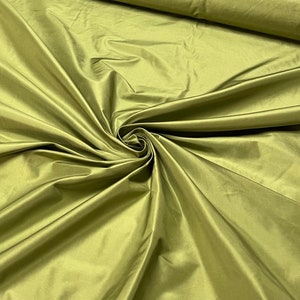 Silk taffeta 54&quot; wide    Beautiful bright olive green color silk taffeta fabric sold by the yard