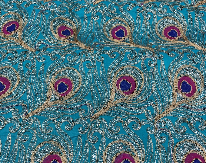 Peacock feather embroidery 44" wide