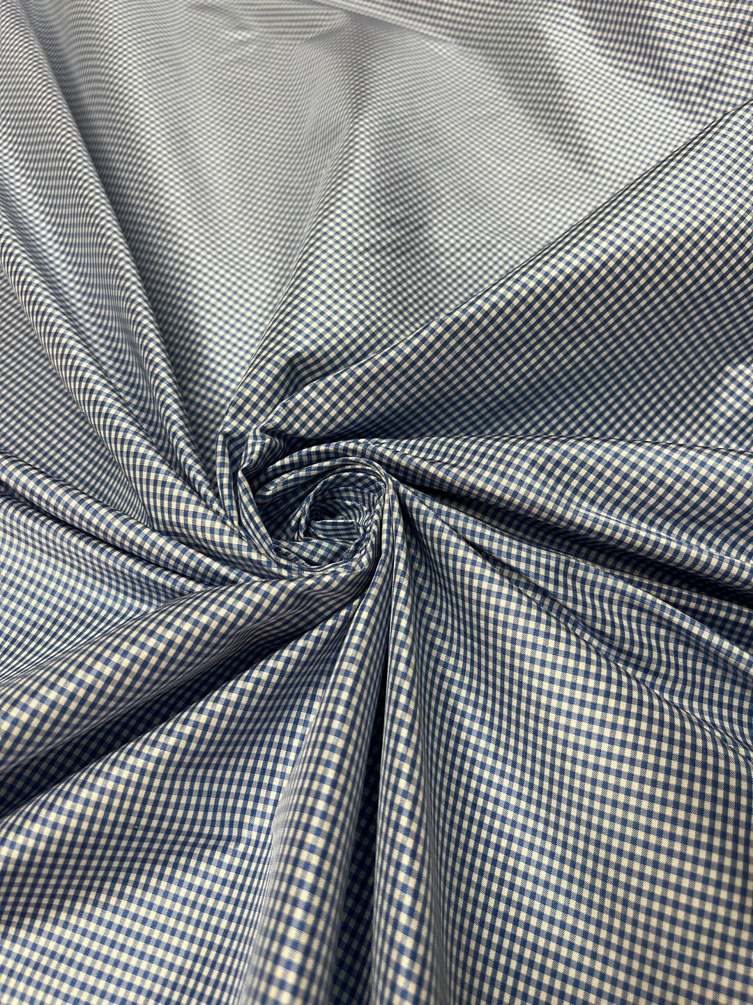 Peacock Blue Gingham Shantung 605 Fabric main image 0