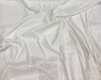 Ivory striped sequins on mesh fabric 52" wide   Sequins fabric sold by the yard