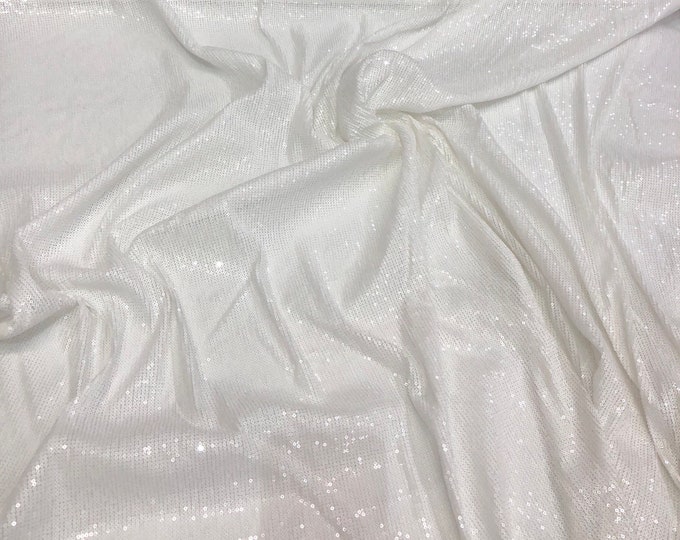 Ivory striped sequins on mesh fabric 52" wide   Sequins fabric sold by the yard