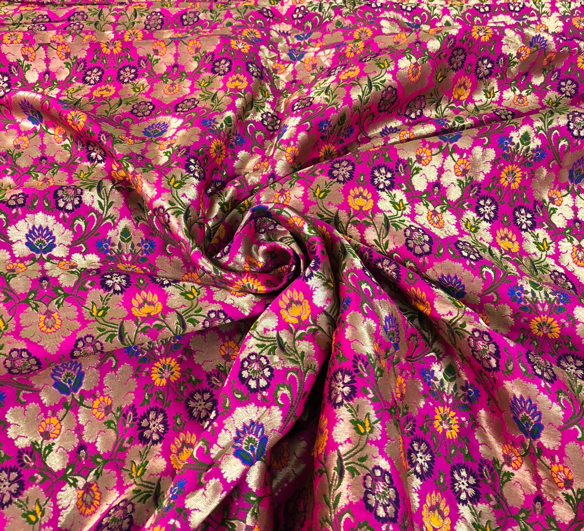 Jaquard floral brocade 44 wide Beautiful fusia pink floral brocade