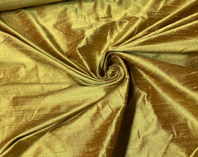 Beautiful bright Irredescent yellow gold shantung 45” wide.  Best used for apparel and home Decore. Sold by the yard