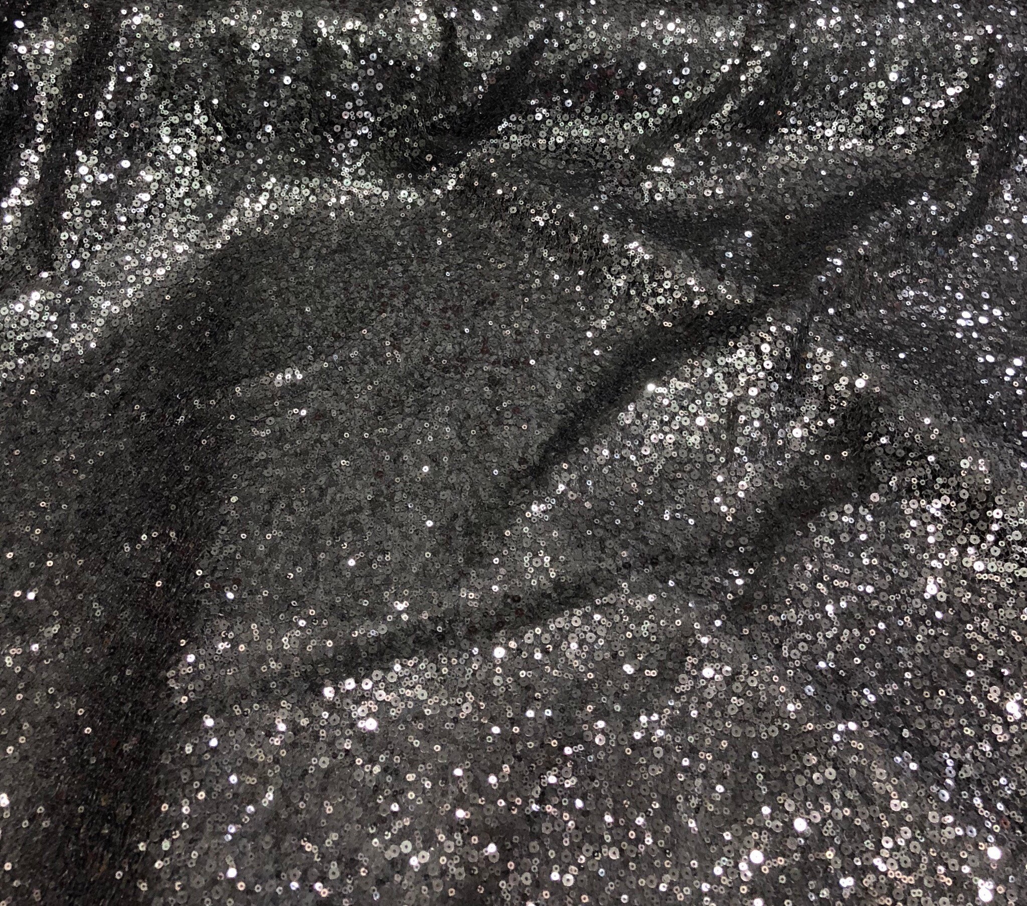 Allover Black sequins on swirl mesh fabric 52 wide Sequins fabric sold