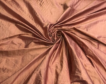 Silk shantung 54" wide    Beautiful coral color pinstripe silk shantung fabric sold by the yard