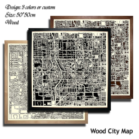 Wood City Map Pembroke Pines Florida Usa Decor Picture Town Etsy