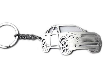 Keychain fit Infiniti QX70 FX35 FX45 FX50 Stainless Steel Key Chain with Ring Keyring Custom Key Ring Car Body Profile Design