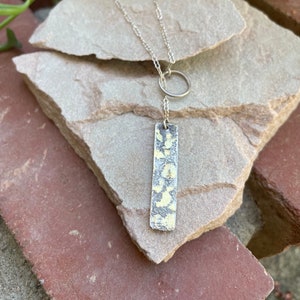 Keum Boo Lariat, Textured Oxidized Sterling Silver and 23.5K Gold Lariat Necklace, Fused Metal Necklace, Keum-boo Lariat Necklace