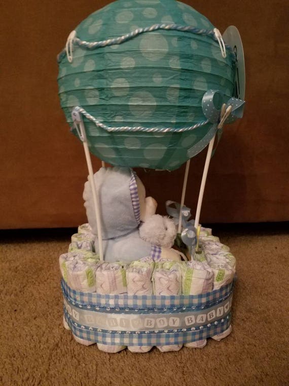Gateau De Couche De Montgolfiere Gateau De Couche De Bebe Etsy