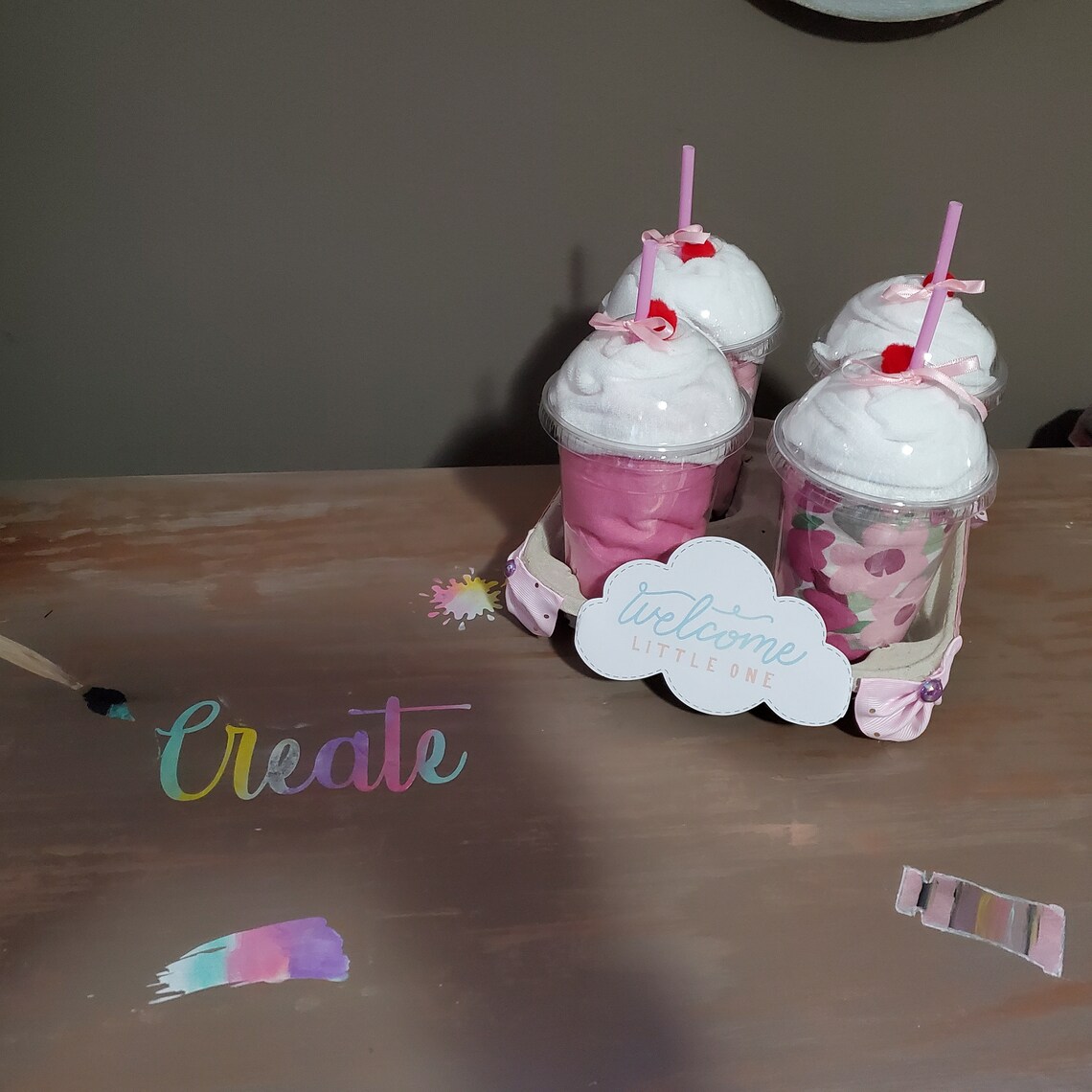 Baby Milkshake, Diaper Milkshake, Baby Shower Table Centerpiece