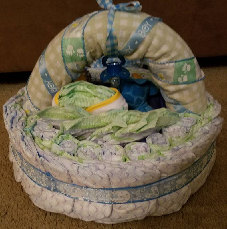 Basket Diaper Cake Baby Basket Shower Gift Baby Shower Gift Etsy