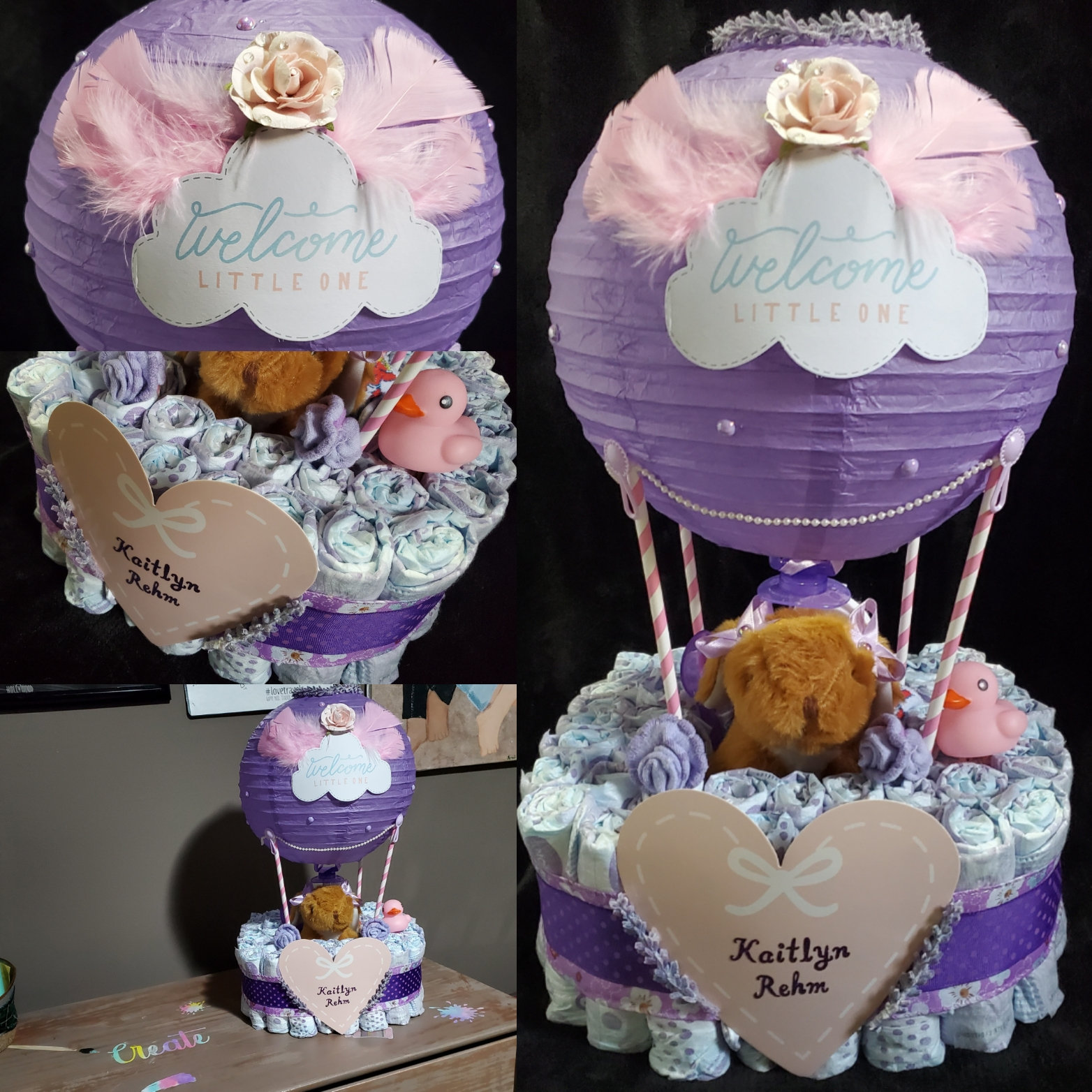 Gender Neutral Hot Air Balloon Diaper Cake  www.facebook.com/DiaperCakesbyDiana  Hot air balloon baby shower boy, Baby  shower diaper cake, Diy baby shower gifts