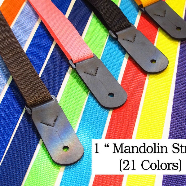 Mandolin Strap for A & F type Mandolins, Ukuleles, Guitars 1" wide in 21 Colors  by Legacystraps