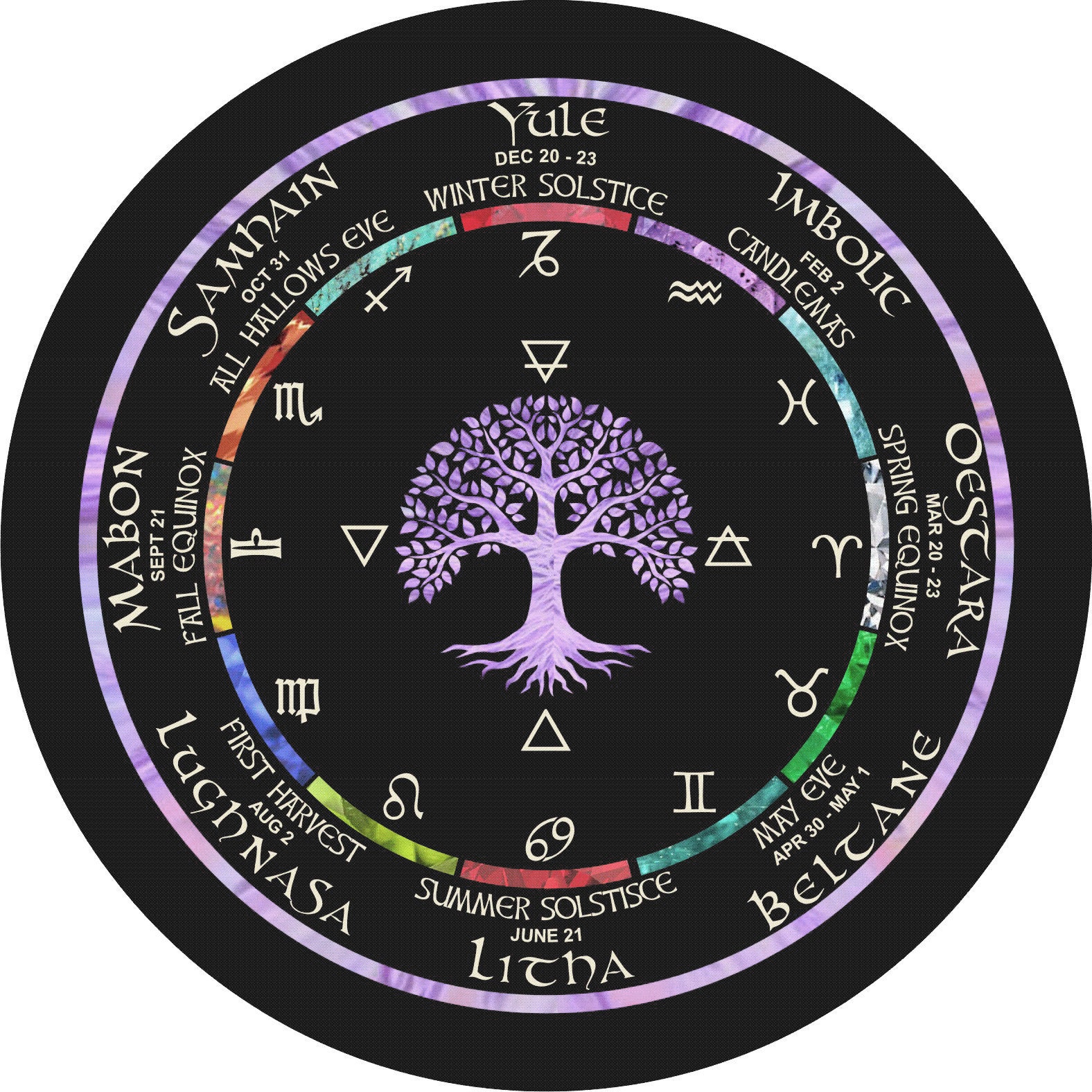Tree of LIfe - Wheel of the Year - Pagan Wiccan calendar Altar Wall Art  Pendulum board - Etsy België, image size:1576x1576