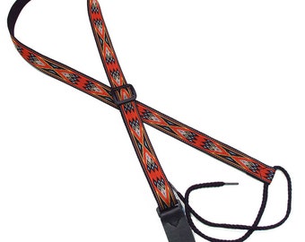 Correa de mandolina de 1" para mandolinas tipo A y F, ukeleles, guitarras de Legacystraps - Diseño rojo indio