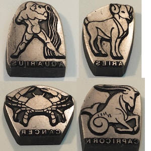 VIntage Delrin Leather Stamp Set, Complete ZODIAC Keyfob set