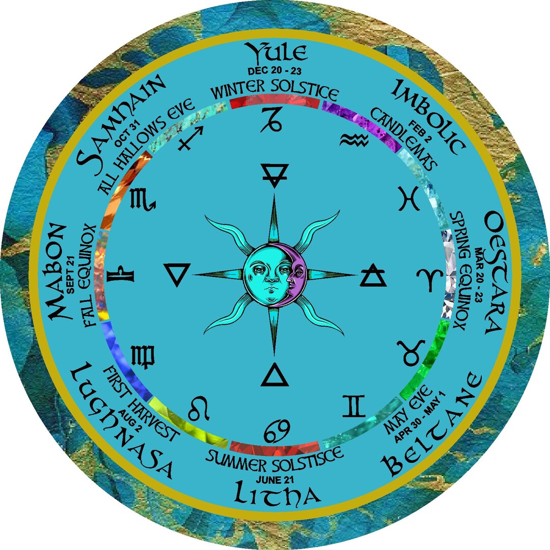 Wheel of the Year Pagan Wiccan Calendar Altar Wall Art Pendulum Board