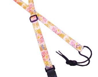 1" Mandolin Strap for A & F type Mandolins, Ukuleles, Guitars by Legacystraps  Pastel FLower design