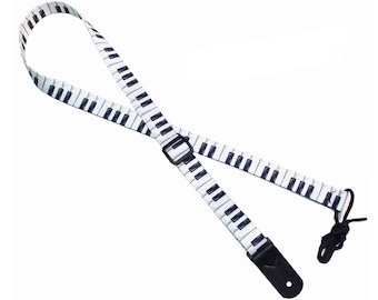 1' Mandolin Strap for A & F type Mandolins, Ukuleles, Guitars  by Legacystraps - Piano Keys Design