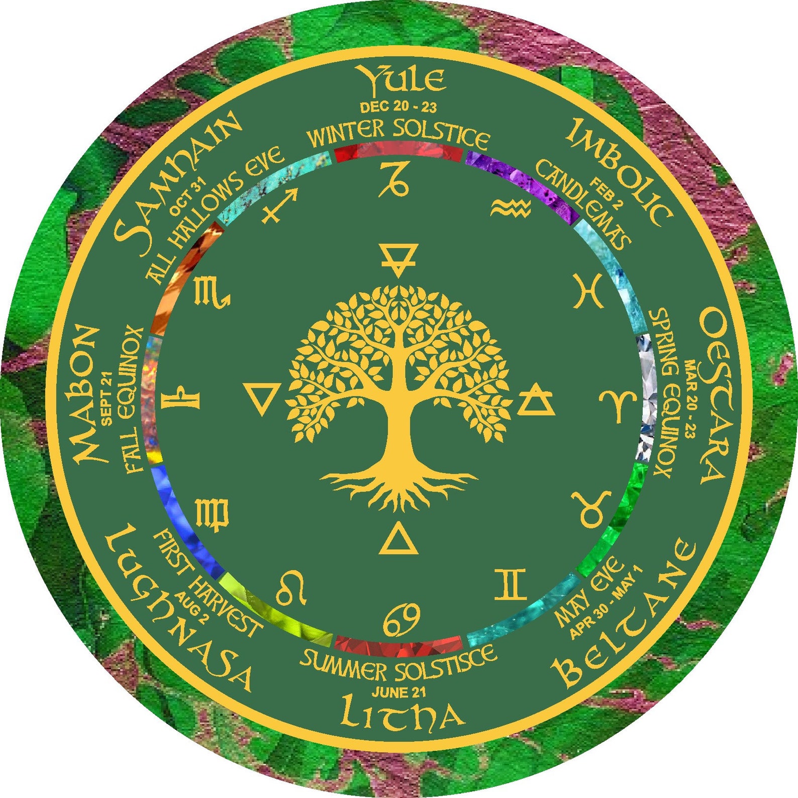 Tree of LIfe Wheel of the Year Pagan Wiccan calendar Etsy