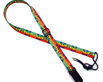 1" Mandolin Strap for A & F type Mandolins, Ukuleles, Guitars by Legacystraps  -Rasta  Design