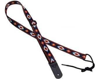 1" Mandolin Strap for A & F type Mandolins, Ukuleles, Guitars by Legacystraps Mandolin/Ukulele Straps 1" Indian Spirit Black