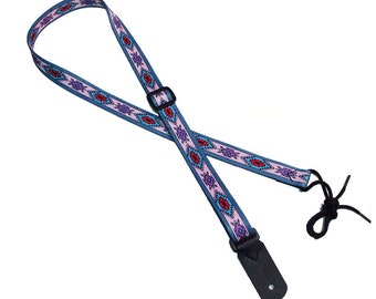 1" Mandolin Strap for A & F type Mandolins, Ukuleles, Guitars by Legacystraps Mandolin/Ukulele Straps 1" Indian Spirit Pink