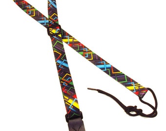 1" Mandolin Strap for A & F type Mandolins, Ukuleles, Guitars by Legacystraps  with Geometric Design