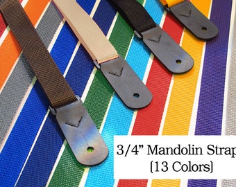 Mandolin Strap for A & F type Mandolins, Ukuleles, Guitars 3/4" wide in 13 Colors  by Legacystraps