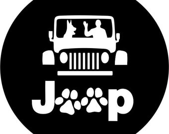 a girl her dog and her jeep tire cover
