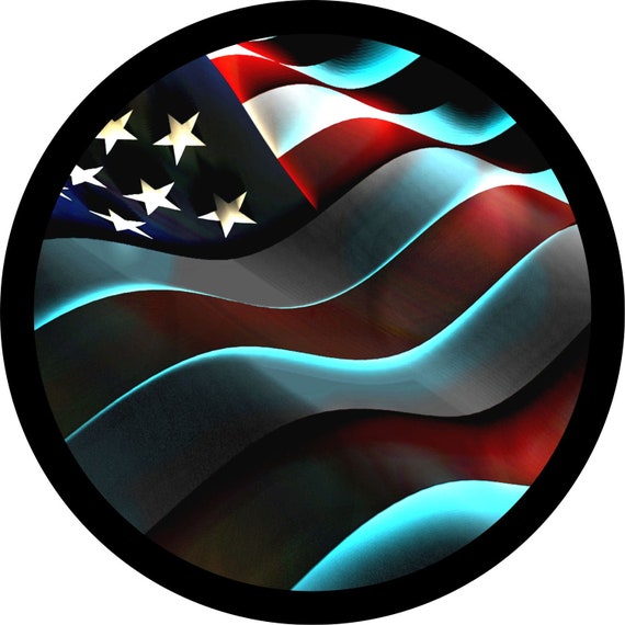 Jeep Tire Cover for Spare Tire Black Jeep of The Family Waving American Flag Black 32 in