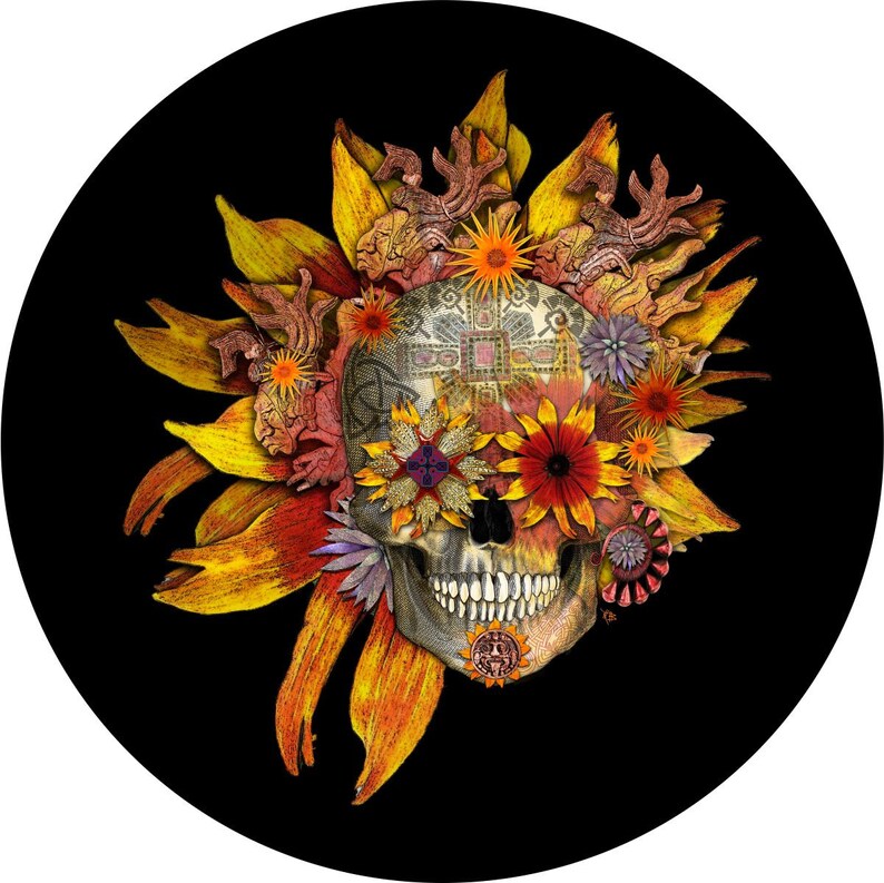 Sunflower Skull Spare Tire Cover Jeep Wrangler Rubicon RV Etsy