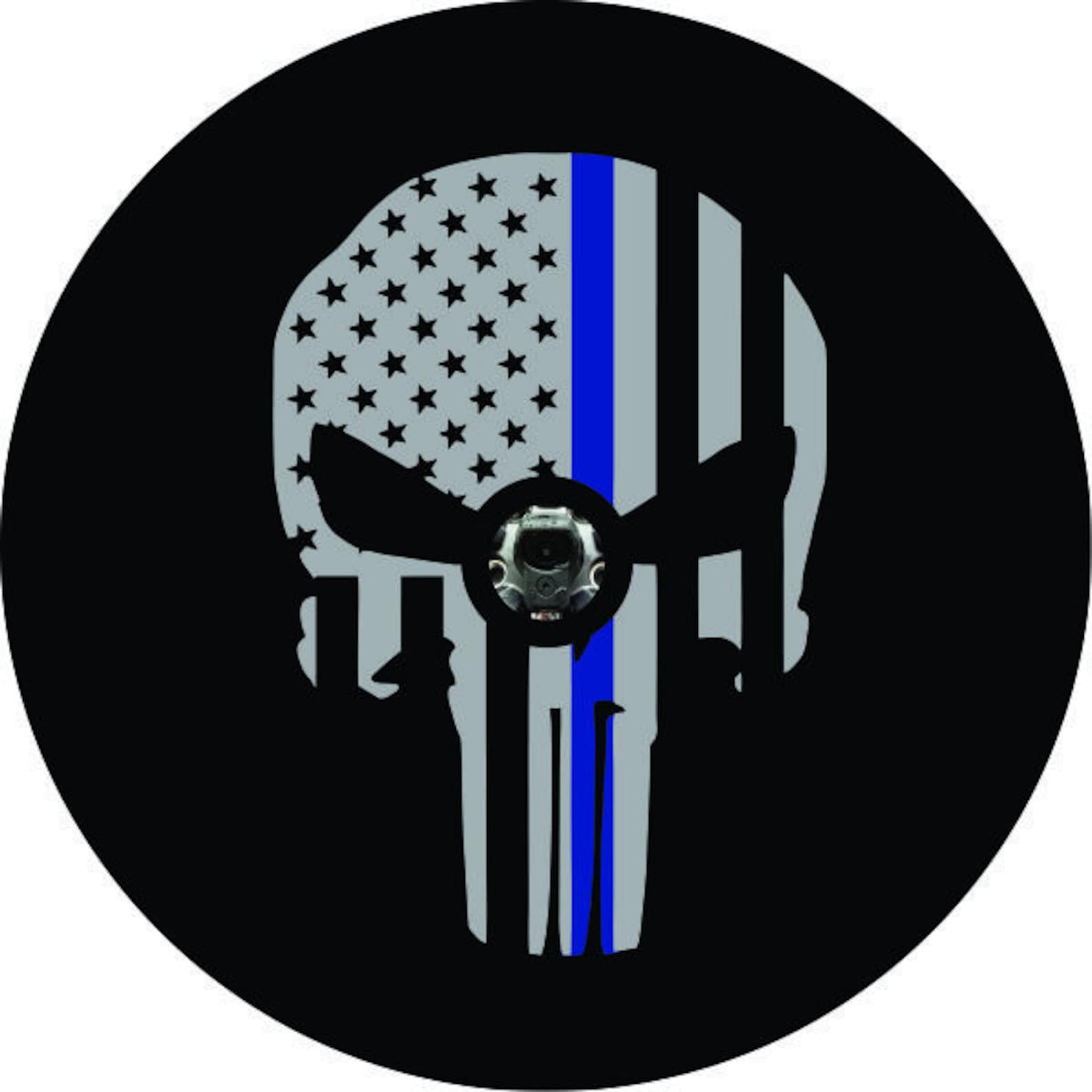 Thin Blue Line Punisher Skull Police Spare Tire Cover Jeep Etsy