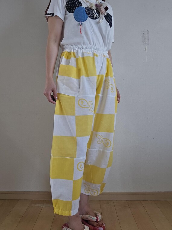 Kimono remake, Tenugui, patchwork, pants - image 3