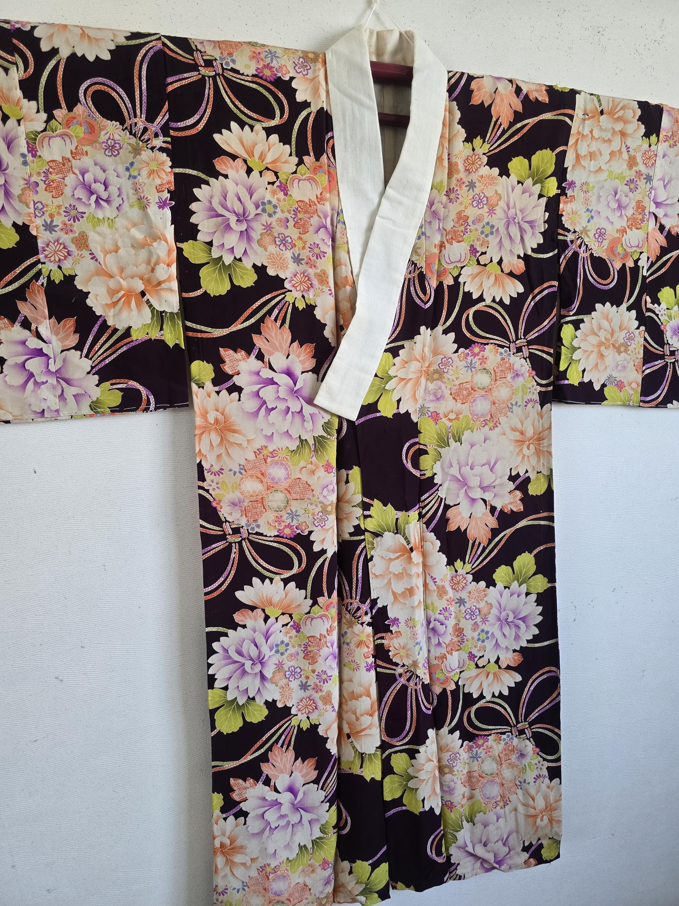 1910s,japanese Silk Kimono Juban, Gown, Dressing,lingerie