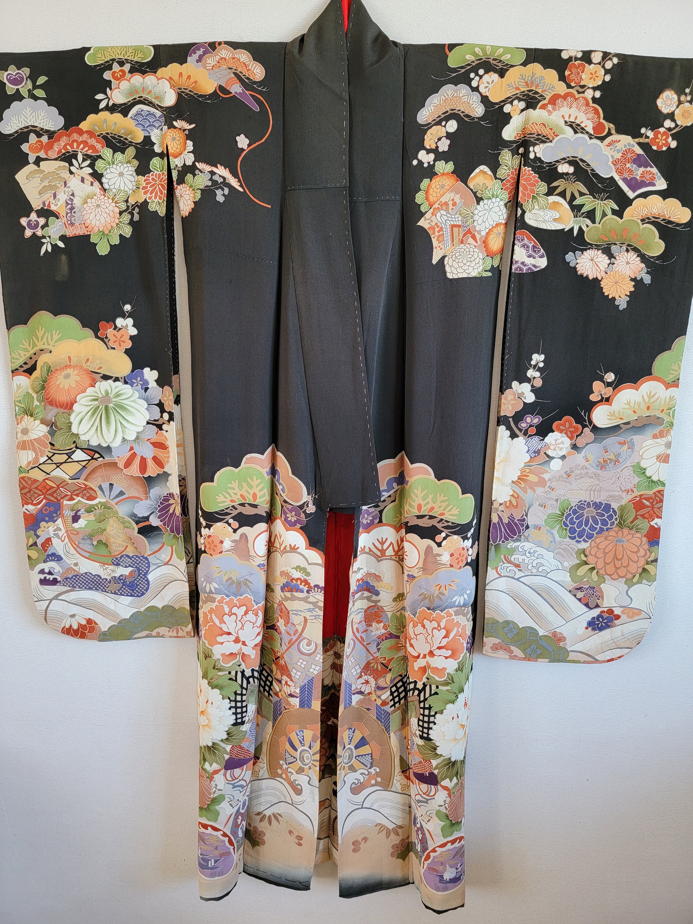 Antique Japanese Silk Kimono Robe, Gown, Dressing,lingerie