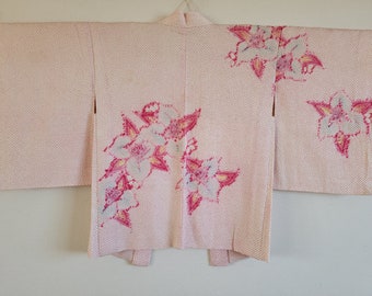 Japanese Silk KIMONO jacket haori, Shibori, KIMONO Dress, Antique chi
