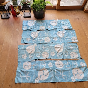 Set of 4, Vintage Japanese Kimono Fabric, Dyed Textiles, Free Shipping